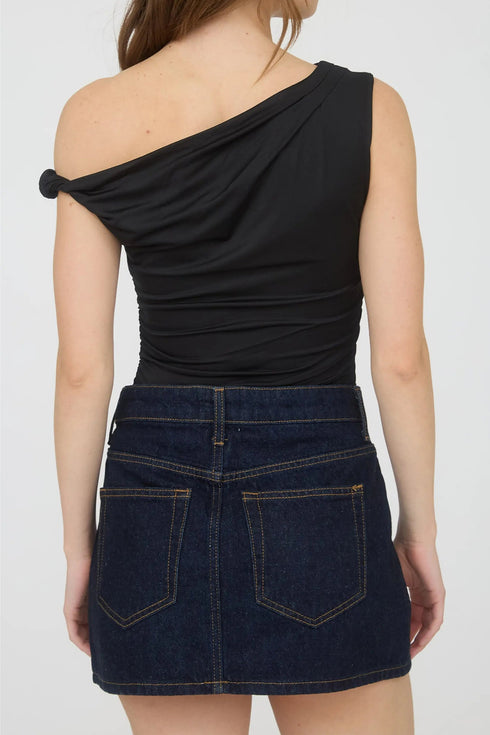 Solid Asymmetrical Neck Slim Fit Modern Tank Top