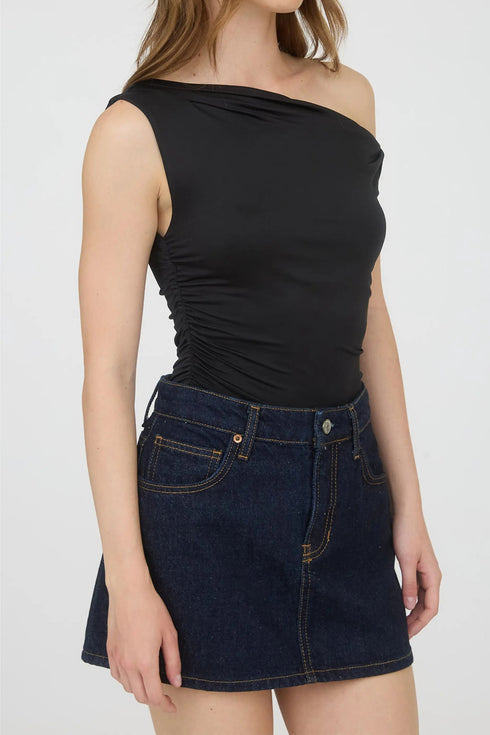 Solid Asymmetrical Neck Slim Fit Modern Tank Top
