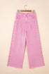 Solid Beaded Side Split Wide Leg Jeans