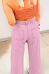 Solid Beaded Side Split Wide Leg Jeans