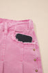 Solid Beaded Side Split Wide Leg Jeans