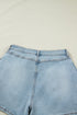 Solid Bow Detail Pocket Stretch Denim Shorts
