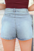 Solid Bow Detail Pocket Stretch Denim Shorts