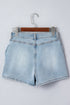 Solid Bow Detail Pocket Stretch Denim Shorts