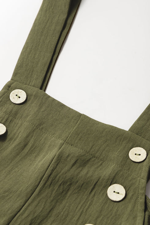 Solid Button Front Relaxed Wide Leg Jumpsuit