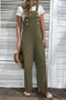 Solid Button Front Relaxed Wide Leg Jumpsuit