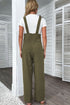 Solid Button Front Relaxed Wide Leg Jumpsuit