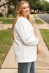 Solid Cable Textured Loose Fit Pullover Sweatshirt