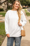 Solid Cable Textured Loose Fit Pullover Sweatshirt