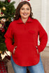 Solid Cable Textured Quarter Zip Pocketed Pullover Sweatshirt