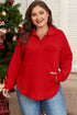 Solid Cable Textured Quarter Zip Pocketed Pullover Sweatshirt