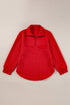 Solid Cable Textured Quarter Zip Pocketed Pullover Sweatshirt