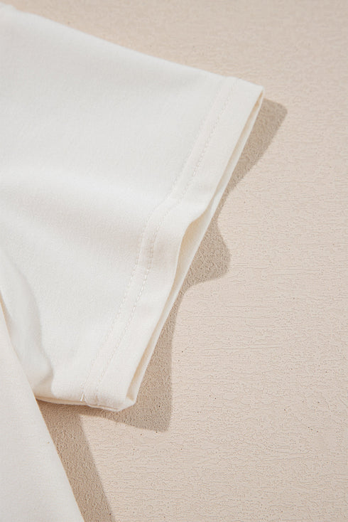 Solid Casual Cropped Tee And Ruffle Short Sets
