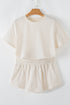 Solid Casual Cropped Tee And Ruffle Short Sets