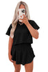 Solid Casual Cropped Tee And Ruffle Short Sets