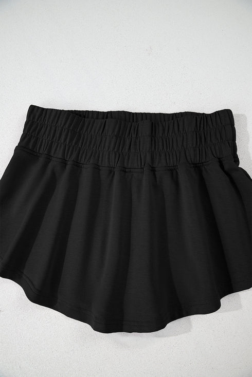 Solid Casual Cropped Tee And Ruffle Short Sets