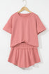 Solid Casual Cropped Tee And Ruffle Short Sets