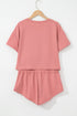 Solid Casual Cropped Tee And Ruffle Short Sets