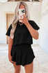 Solid Casual Cropped Tee And Ruffle Short Sets