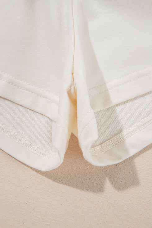 Solid Casual Cropped Tee And Ruffle Short Sets