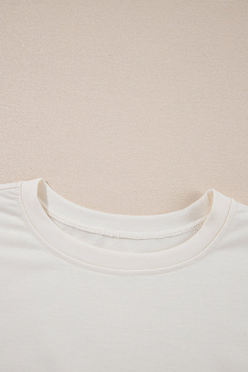Solid Casual Cropped Tee And Ruffle Short Sets