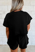 Solid Casual Cropped Tee And Ruffle Short Sets