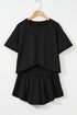 Solid Casual Cropped Tee And Ruffle Short Sets