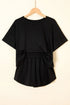 Solid Casual Cropped Tee And Ruffle Short Sets