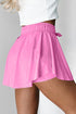 Solid Casual Drawstring Elastic Waistband Lined Tennis Skort