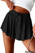 Solid Casual Drawstring Elastic Waistband Lined Tennis Skort