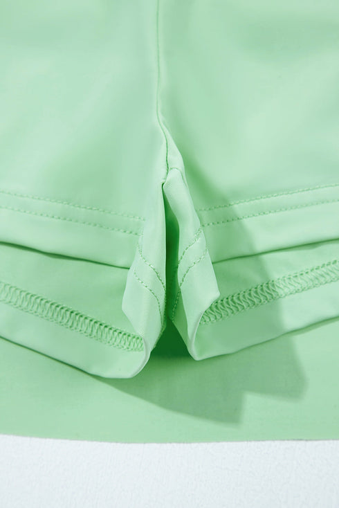 Solid Casual Drawstring Elastic Waistband Lined Tennis Skort