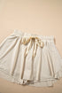 Solid Casual Drawstring Elastic Waistband Lined Tennis Skort