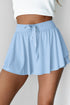 Solid Casual Drawstring Elastic Waistband Lined Tennis Skort