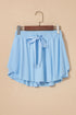 Solid Casual Drawstring Elastic Waistband Lined Tennis Skort