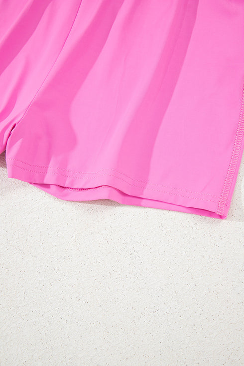 Solid Casual Drawstring Elastic Waistband Lined Tennis Skort