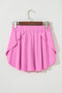Solid Casual Drawstring Elastic Waistband Lined Tennis Skort