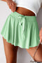 Solid Casual Drawstring Elastic Waistband Lined Tennis Skort