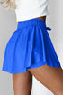 Solid Casual Drawstring Elastic Waistband Lined Tennis Skort