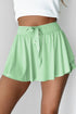 Solid Casual Drawstring Elastic Waistband Lined Tennis Skort