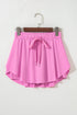 Solid Casual Drawstring Elastic Waistband Lined Tennis Skort