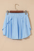 Solid Casual Drawstring Elastic Waistband Lined Tennis Skort