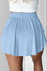Solid Casual Drawstring Elastic Waistband Lined Tennis Skort