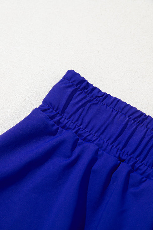 Solid Casual Drawstring Elastic Waistband Lined Tennis Skort