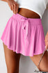 Solid Casual Drawstring Elastic Waistband Lined Tennis Skort