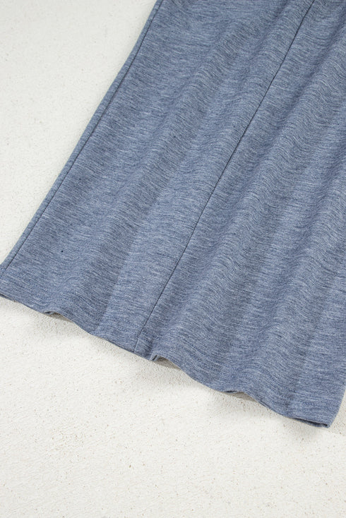 Solid Casual Frilled Drawstring Elastic Waist Wide Leg Pants