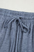 Solid Casual Frilled Drawstring Elastic Waist Wide Leg Pants