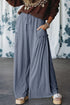 Solid Casual Frilled Drawstring Elastic Waist Wide Leg Pants