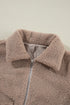 Solid Casual Fuzzy Fleece Zip Front Jacket