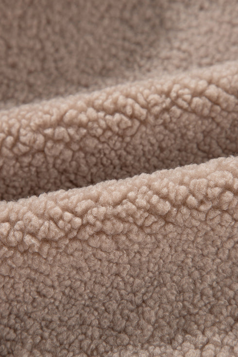 Solid Casual Fuzzy Fleece Zip Front Jacket