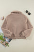 Solid Casual Fuzzy Fleece Zip Front Jacket